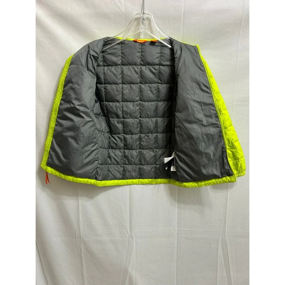 Marmot Kids Neon Lime Green Quilted Full Zip Puffer Jacket Small S/P